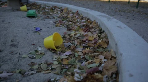 Leaves in the sandbox Stock Footage 34028306