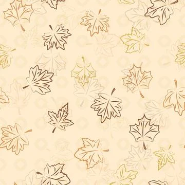Leaves scattered on a light. seamless pattern. The contours of fallen autum.. Stock Illustration