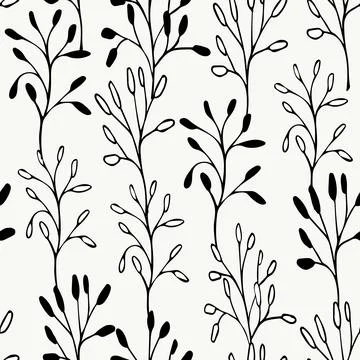 Leaves seamless floral pattern, hand drawn elements for design textile イラスト素材