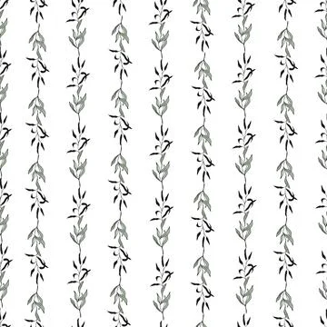 Leaves seamless floral pattern, hand drawn elements for design textile Stock Illustration