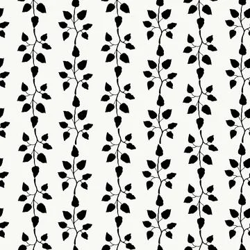 Leaves seamless floral pattern, hand drawn elements for design textile Stock Illustration