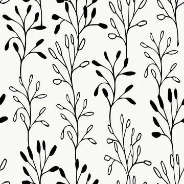Leaves seamless floral pattern, hand drawn elements for design textile イラスト素材
