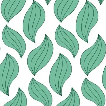 Leaves seamless natural pattern. Abstract geometric linear elements. Stock Illustration