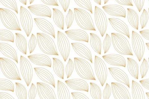 Leaves seamless natural pattern. Abstract geometric linear elements. イラスト素材
