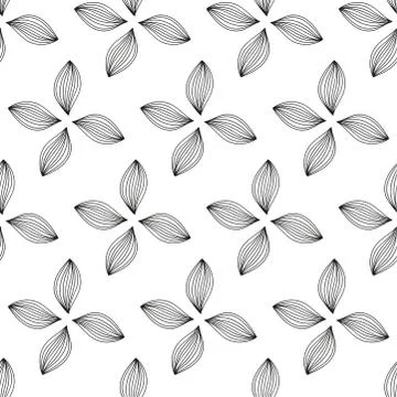 Leaves seamless natural pattern. Abstract geometric linear elements. イラスト素材