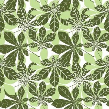 Leaves seamless pattern. Floral chestnut leaf wallpaper in retro japanese s.. Stock Illustration