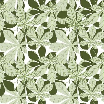 Leaves seamless pattern. Floral chestnut leaf wallpaper in retro japanese s.. Stock Illustration