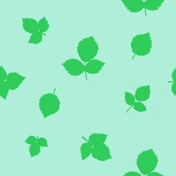 Leaves - seamless pattern, green and turquoise color combination Stock Illustration