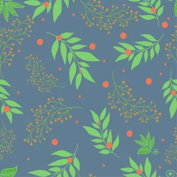 Leaves seamless pattern. Green foliage texture background vector. Stock Illustration