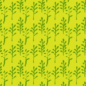 Leaves seamless pattern. Grunge vector dry brush illustration. Stock Illustration