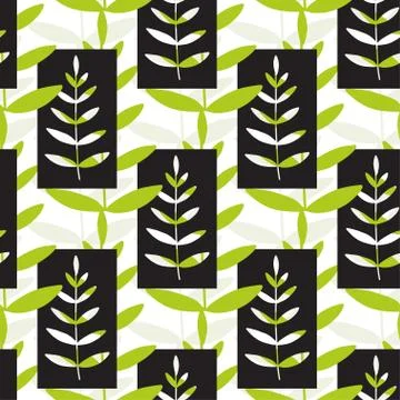 Leaves seamless pattern. Modern background in green colors. Tropical leaves p Stock Illustration