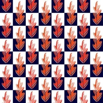 Leaves seamless pattern. Modern background in orange colors. Abstract leaves  Stock Illustration