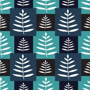 Leaves seamless pattern. Scandinavian background. Tropical leaves pattern. Si Stock Illustration