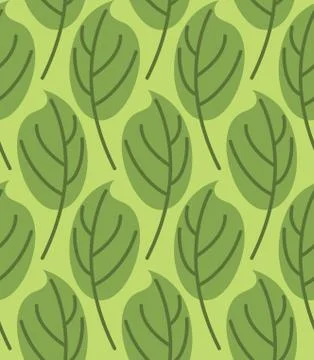 Leaves seamless pattern. Vector background of green plants. Retro Fabric orna Stock Illustration