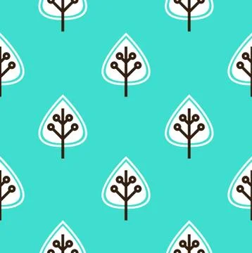 Leaves seamless pattern vector ( blue ) Stock Illustration