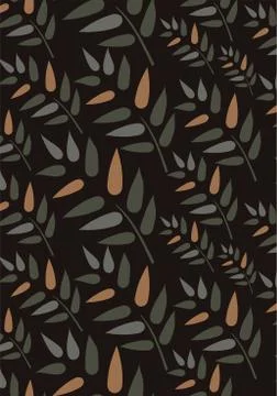 Leaves seamless pattern vector floral design primitive scandinavian Stock Illustration