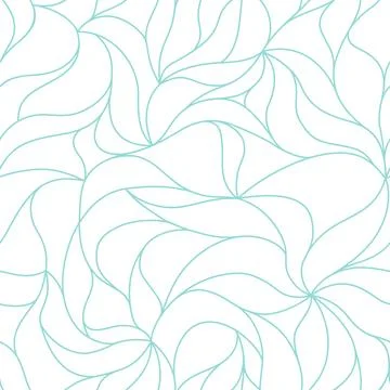 Leaves seamless pattern with wavy lines. Vector Illustrazione stock