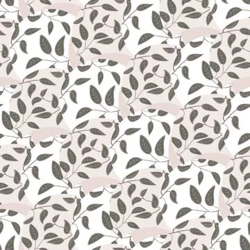 Leaves seamless vector pattern in neutral colors Stock Illustration
