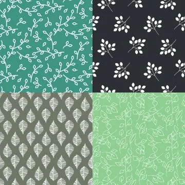 Leaves seamless vector pattern set Stock Illustration