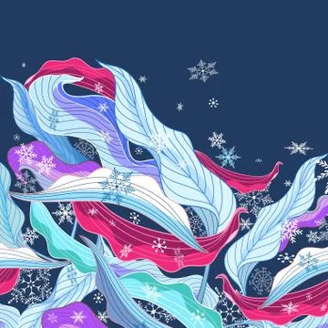 Leaves in the snowflakes Illustrazione stock