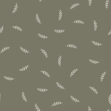 Leaves sprigs twigs leafage stem branch seamless pattern. Botanical backgroun Stock Illustration