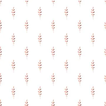 Leaves sprigs twigs leafage stem branch seamless pattern. Botanical backgroun Stock Illustration