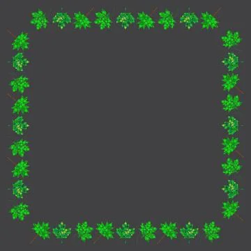 Leaves square frame. Spring border with green leaf in abstract dotted style.  Stock Illustration