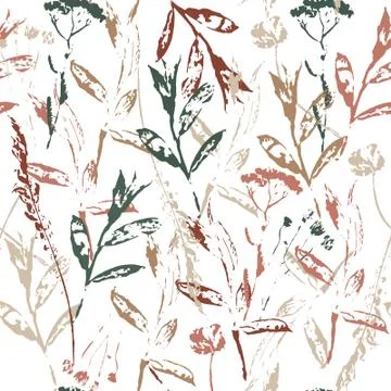 Leaves stamp background. Floral pattern. Stock Illustration