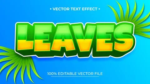 Leaves style bold text effect editable text Stock Illustration