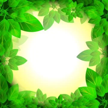 Leaves sunny frame Stock Illustration