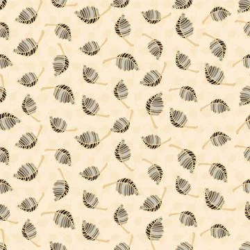 Leaves toss seamless vector pattern on pale yellow Stock-Illustration