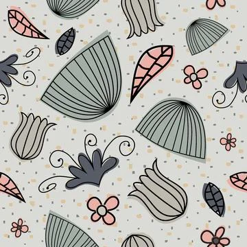 Leaves &amp; Tulips Seamless Background Stock Illustration