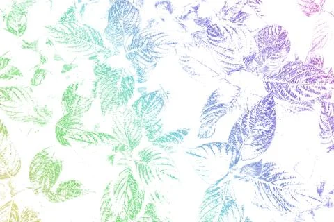 Leaves in vibrant gradient with a pastel colored on white background. Concept Stock Illustration
