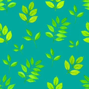 Leaves watercolor seamless pattern background. Vector illustration. Stock Illustration
