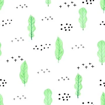 Leaves watercolor seamless pattern background. Vector illustration. Stock Illustration