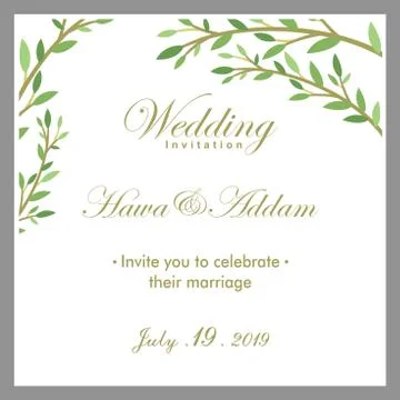 Leaves wedding invitation Stock Illustration