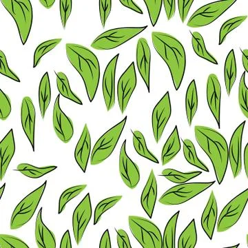 Leaves on a white background. Seamless pattern. Vector illustration. Stock Illustration