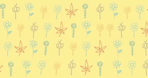 Leaves yellow background pattern floral flowers graphic summer print spring イラスト素材