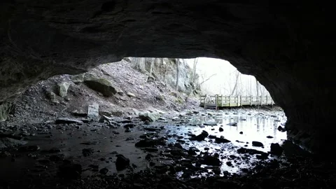 Leaving a cave Stock Footage 236492149