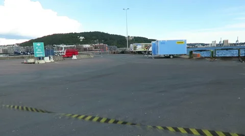 Leaving the harbor of Oslo with nice view on industrial area 스톡 동영상 66363158