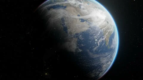 Leaving planet epic view. Tracking out Earth flying in space in 4k Stock Footage 146168417