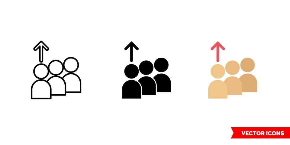 Leaving queue icon of 3 types color, black and white, outline. Isolated vecto イラスト素材