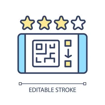 Leaving review online with QR Code RGB color icon 스톡 일러스트