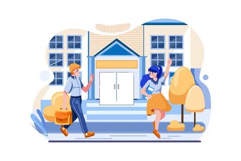 Leaving School By Saying Goodbye Stock Illustration
