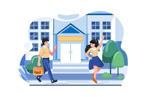 Leaving School By Saying Goodbye Stock Illustration