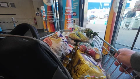 Leaving the supermarket. Stock Footage 273149876
