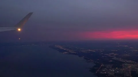 Leaving Toronto by plane at sunset Video stock 54806640