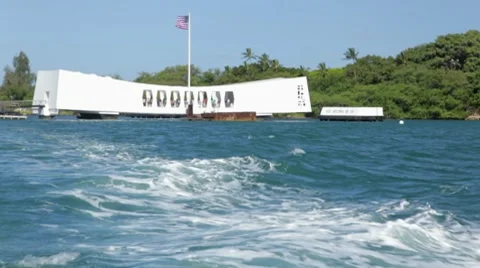 Leaving USS Arizona Memorial, Pearl Harbor, Hawaii Stock Footage