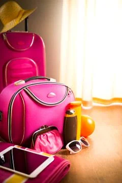 Leaving for vacation with tablet Stock Photos