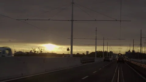 Leaving Venice with the Sunset 4K Stock Footage 76679721